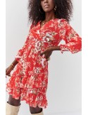 Airy dress with a floral print, cornflower blue FG637 - Online store - Boutique